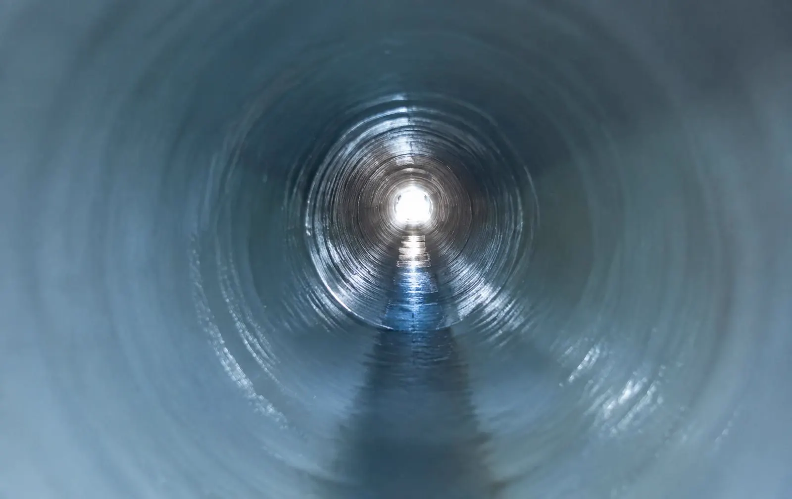 Inside view of a smooth relined drain pipe